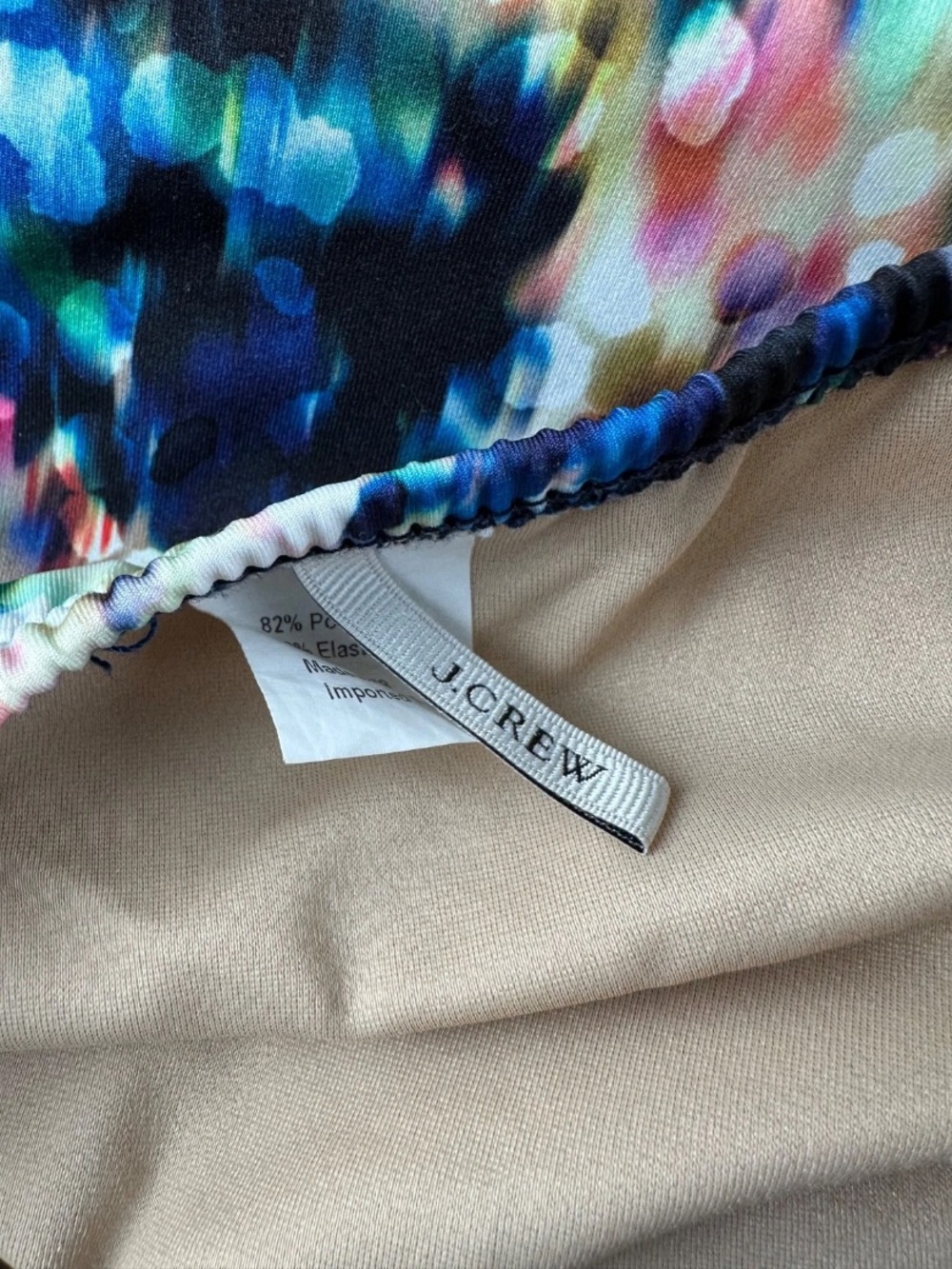 J. Crew Sz 4 One Piece Tie Neck Blue Watercolor Swimsuit - Picture 3 of 3